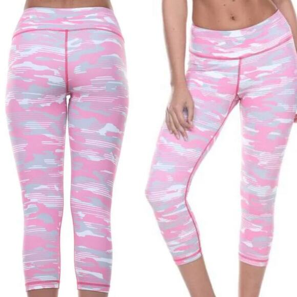 Vimmia Capri Leggings XS Womens Pink Camouflage Running Athletic Workout Fitness - Picture 1 of 9